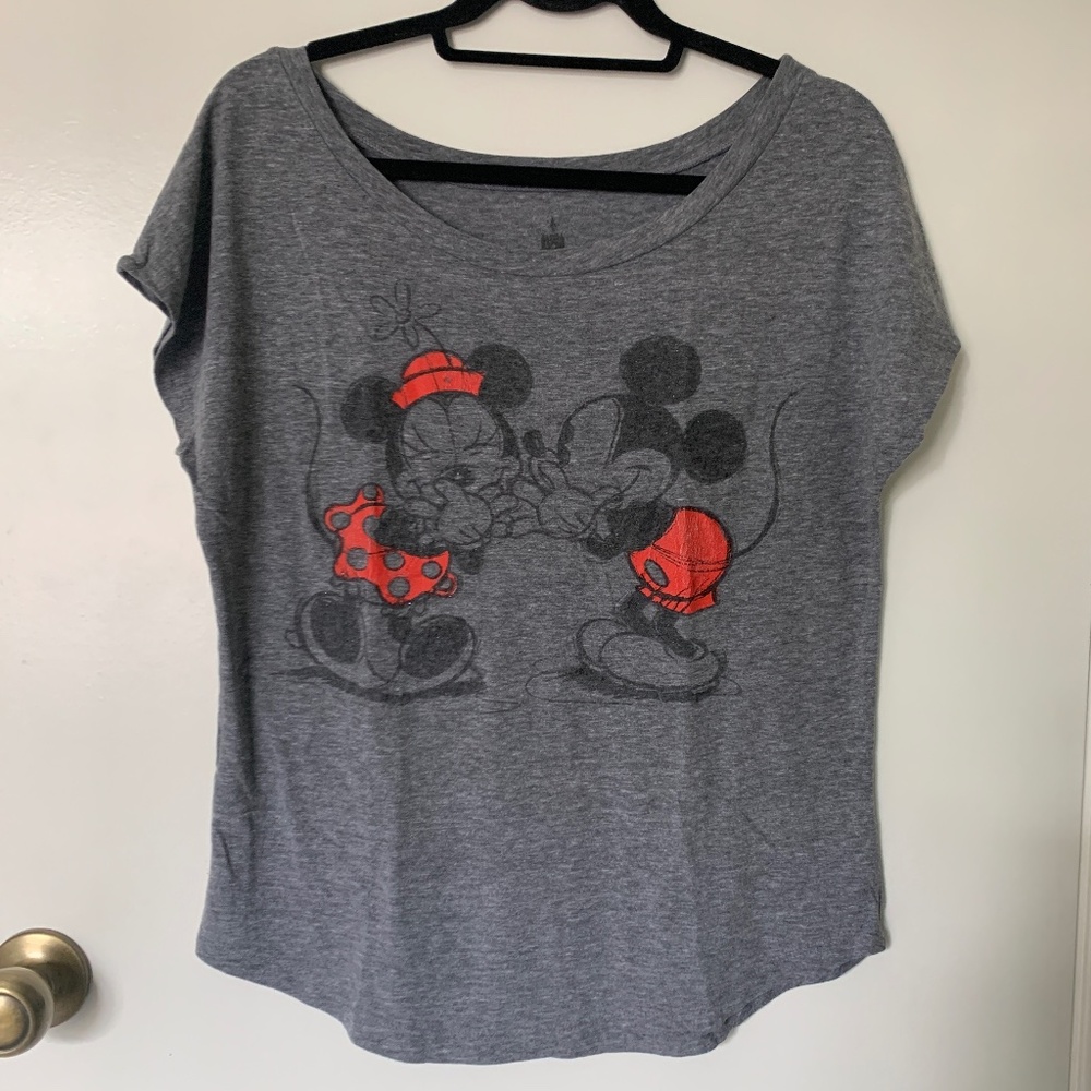 Womens Mickey and Minnie Mouse Sketch Graphic Scoopneck T-shirt